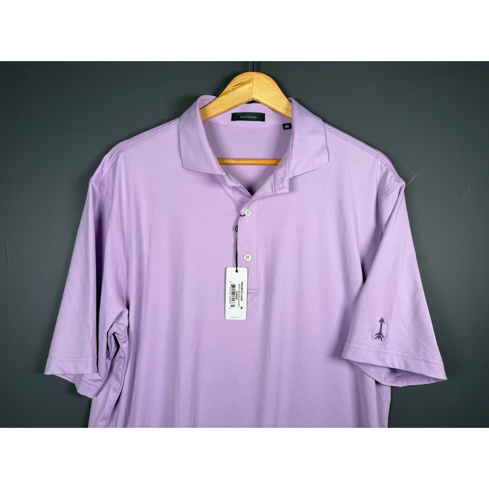 NWT Turtleson Palmer Solid Performance Polo Lavender Purple Mens Medium